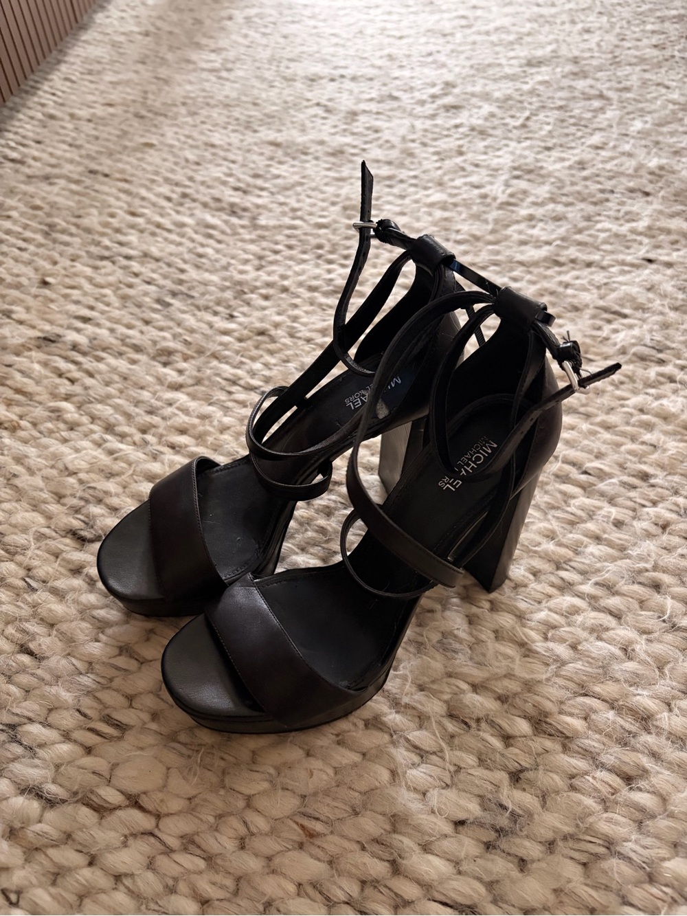 Michael Kors Black Strappy Block Heel Sandals